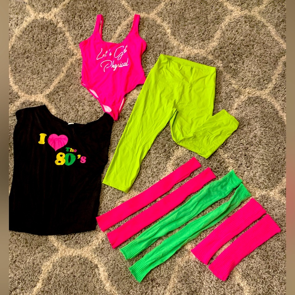 80s costume, let’s get physical swim suit women’s XL. Worn once